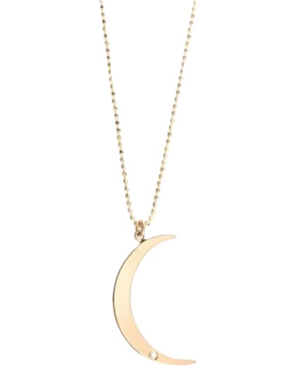 Ariel Gordon Crescent Moon 14K Gold Diamond Bead Chain 18" Necklace